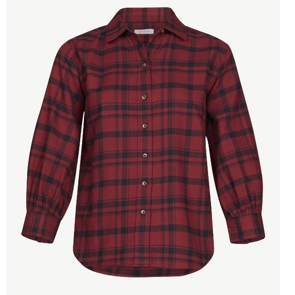 NWT Free assembly woman’s button down top with 3/4 blouson sleeves. - Picture 3 of 5